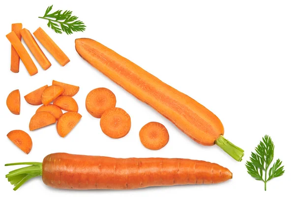 Carota Affettata Isolata Fondo Bianco Percorso Ritaglio Vista Dall Alto — Foto Stock