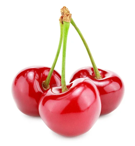 Red Cherry Isolated White Background Clipping Path — Stock Photo, Image