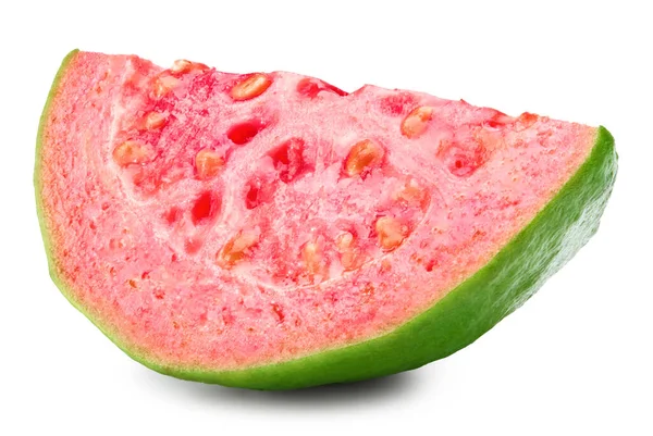 Skivad Guava Isolerad Vit Bakgrund Klippväg — Stockfoto