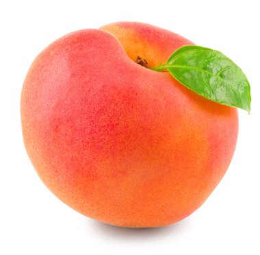 Beyaz arka planda yeşil yapraklı kayısı meyvesi. kırpma yolu