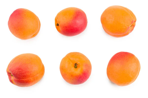 Aprikosenfrüchte Isoliert Auf Weißem Hintergrund Schneideweg Ansicht Von Oben — Stockfoto