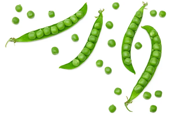 Fresh Green Pea Pods Green Peas Isolated White Background Clipping — Stock Photo, Image