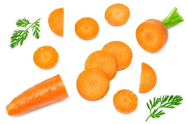 Sliced Carrot Isolated White Background Clipping Path Top View — Stock Photo, Image