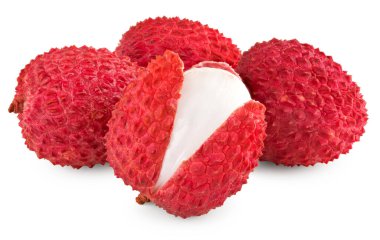 Taze liçi beyaz arka planda izole edilmiş. kırpma yolu