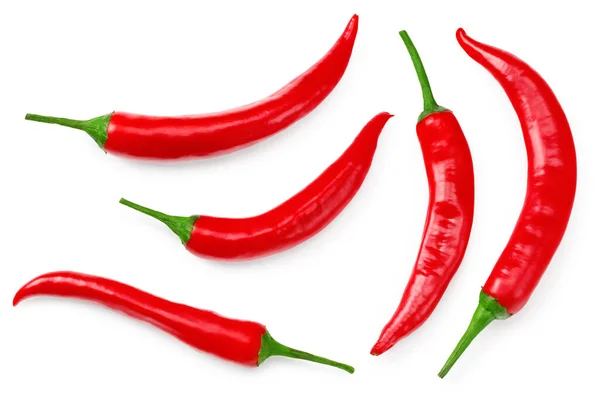 Red Hot Chili Pepper Isolated White Background Macro Clipping Path — Fotografia de Stock