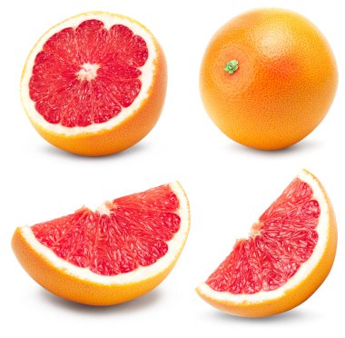 grapefruits with cut of grapefruit isolated on white background. clipping path