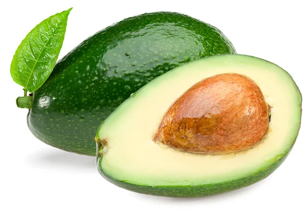 Avocado Fresco Isolato Sfondo Bianco Piena Profondità Campo Percorso Ritaglio — Foto Stock