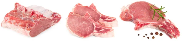 Carne Crua Porco Isolada Sobre Fundo Branco Caminho Recorte — Fotografia de Stock