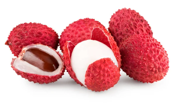 Fresh Lychee Isolated White Background Clipping Path — Stockfoto