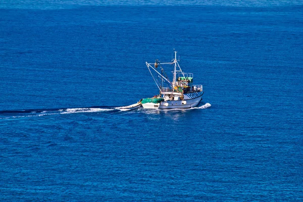 Fishing trawler open water aerial view — Stock Photo, Image