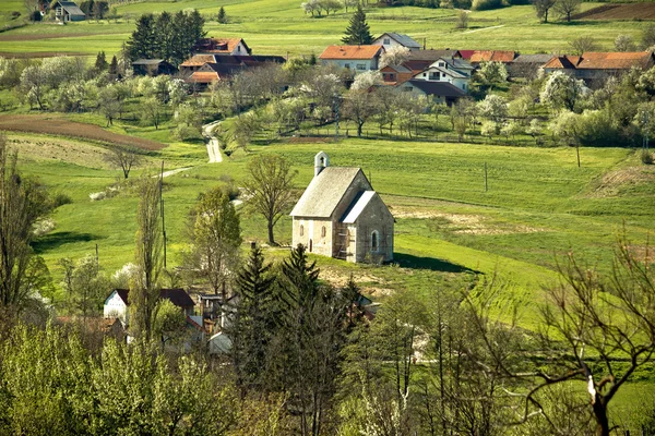 Pietra fatta chiesa nella natura verde — Foto Stock