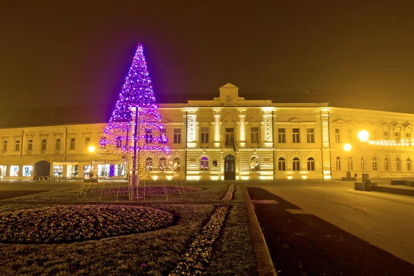 Koprivnica night street christmas scene Royalty Free Stock Photos