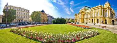 Zagreb theater square panoramic view clipart
