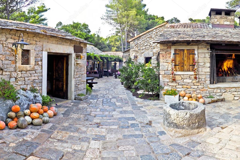 Dalmatian old  stone village street