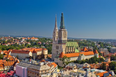 Zagreb cathedral panoramic aerial view clipart
