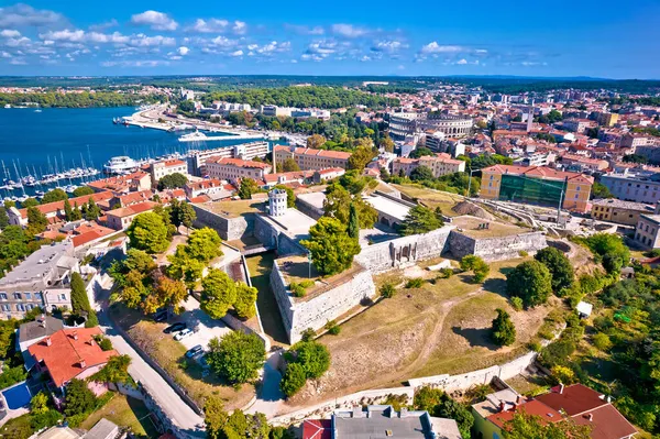 Оборонительная Крепость Каменные Стены Пуле Вид Воздуха Фортификация Истрии Хорватия — стоковое фото