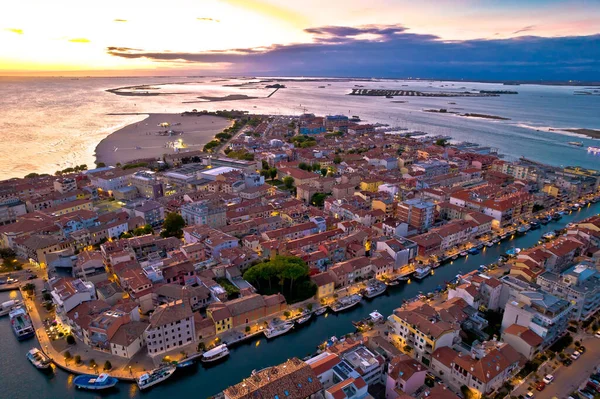 Stad Grado Kleurrijke Architectuur Archipel Antenne Avonds Uitzicht Friuli Venezia — Stockfoto