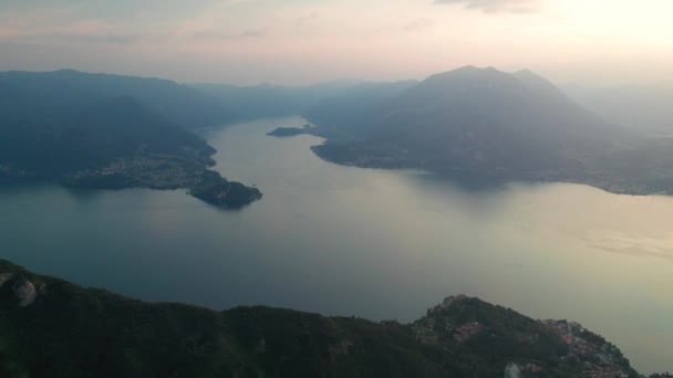 Jezero Como Nad Panoramatickým Výhledem Západ Slunce Varenna Lombardie Itálie — Stock video