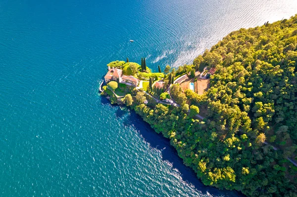 Villa Balbianello Comer See Luftaufnahme Stadt Lenno Lombardei Italien — Stockfoto