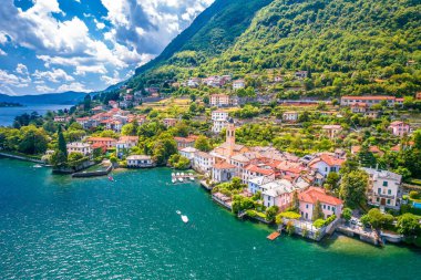 Laglio. Como Gölü hava manzaralı Idyllic kasabası, İtalya 'nın Lombardy bölgesi