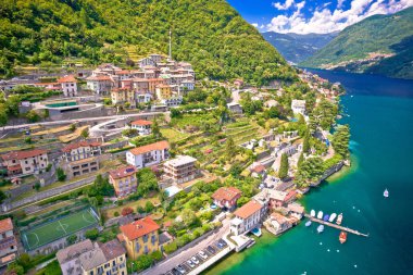 Laglio. Como Gölü hava manzaralı Idyllic kasabası, İtalya 'nın Lombardy bölgesi