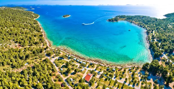 Plaża Kosirna Turkusowa Zatoka Wyspie Murter Panoramiczny Widok Archipelag Dalmacji — Zdjęcie stockowe