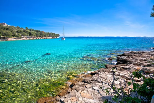 Insel Murter Türkisfarbener Lagunenstrand Slanica Blick Dalmatien Archipel Von Kroatien — Stockfoto