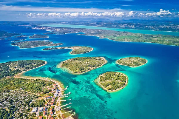 Arquipélago Dalmácia Lago Vransko Vista Panorâmica Aérea Ilha Murter Croácia — Fotografia de Stock