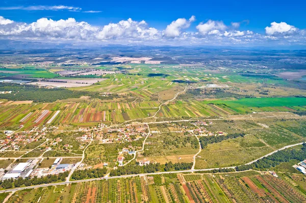 Ravni Kotari Mezőgazdasági Táj Zadar Hátországi Légi Panoráma Észak Dalmácia — Stock Fotó