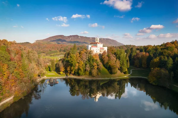 Идиллический Замок Озере Тракоскан Загорье Северная Хорватия — стоковое фото