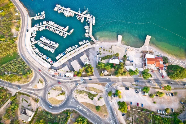 Παραλία Dunat Και Λιμάνι Στο Punat Στο Νησί Krk Αεροφωτογραφία — Φωτογραφία Αρχείου