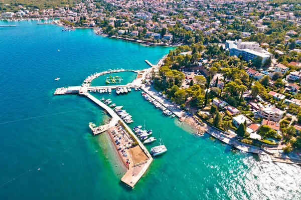 Malinska Strände Und Türkisfarbene Küste Blick Insel Krk Touristenziel Kroatien — Stockfoto