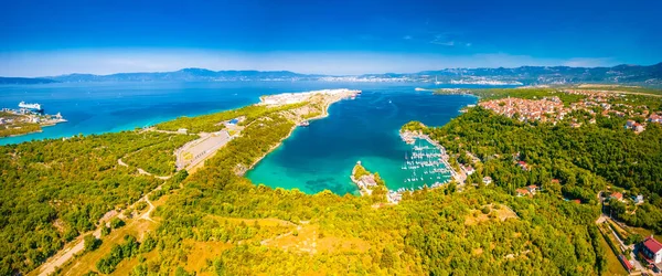 Staden Omisalj Bay Och Lng Terminalens Panoramautsikt Krk Kroatien — Stockfoto