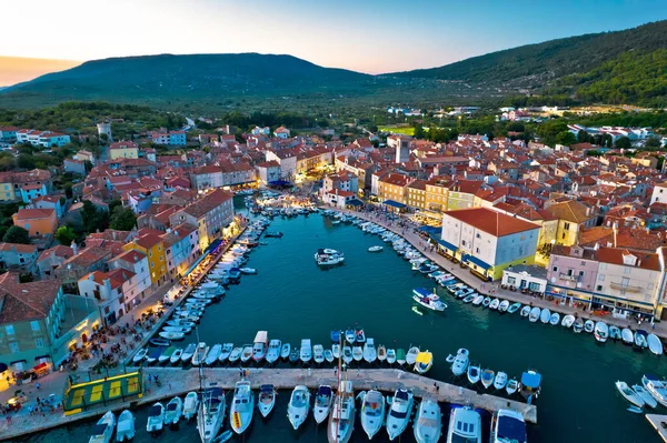 Stadt Cres Hafen Luftaufnahme Abend Insel Cres Kvarner Region Kroatien — Stockfoto
