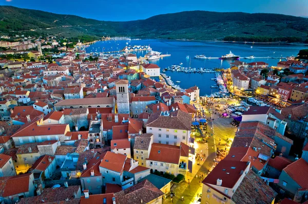 Town Cres Rooftops Waterfront Aerial Evening View Island Cres Kvarner — Stock Photo, Image