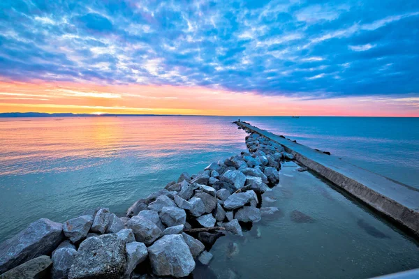 Muelle Mar Ciudad Grado Vista Del Amanecer Friuli Venezia Giulia —  Fotos de Stock