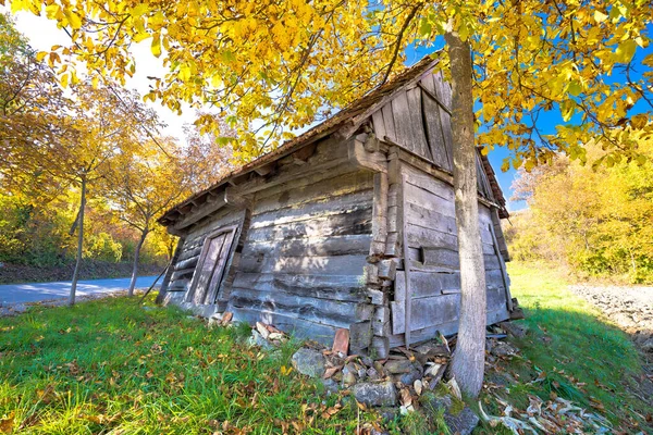 Abandoned Decaying Wooden Cottage Autumn View Zagorje Region Croatia — Stock Photo, Image