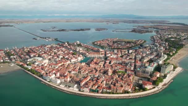 Miasto Grado Kolorowa Architektura Widok Lotu Ptaka Region Friuli Wenecja — Wideo stockowe