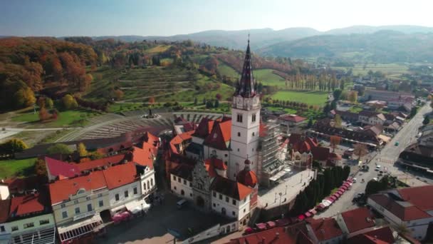 Marija Bistrica Sanctuary Church Kalvarija Aerial View Pilgrimage Zagorje Region — Stock Video