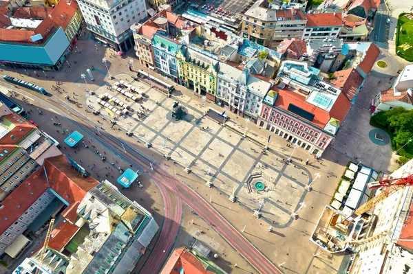 Zagreb Ban Jelacic Central Square Zagreb Aerial View Landmarks Capital — Foto Stock