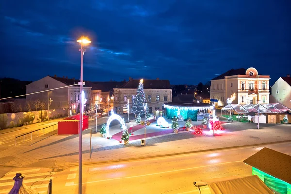 Stadt Krizevci Dämmerung Advent Licht Blick Prigorje Region Von Kroatien — Stockfoto