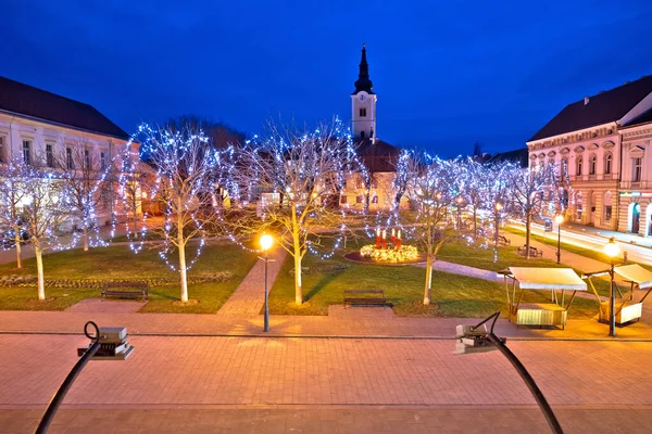 Miasto Krizevci Świt Adwent Light View Prigorje Region Chorwacji — Zdjęcie stockowe