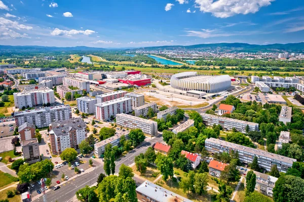 Zagabria Veduta Aerea Novi Zagabria Arena Palazzetto Dello Sport Capitale — Foto Stock