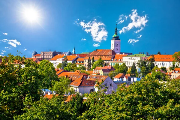 Zagreb Historiska Övre Stad Skyline Färgglad Utsikt Huvudstad Kroatien — Stockfoto