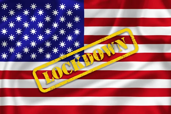 Ilustração Bandeira Dos Estados Unidos América Com Sinais Coronavírus Vez — Fotografia de Stock