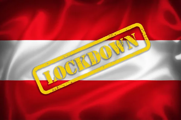 Rakousko Vlajky Ilustrace Uzamčeným Textem Ilustrace Covid Pandemie Evropě — Stock fotografie