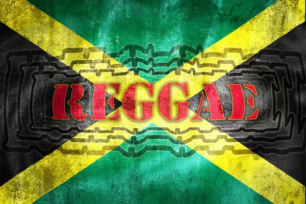 Reggae Label Illustration Grunge Jamaica Flag Symbol Music Genre — Zdjęcie stockowe