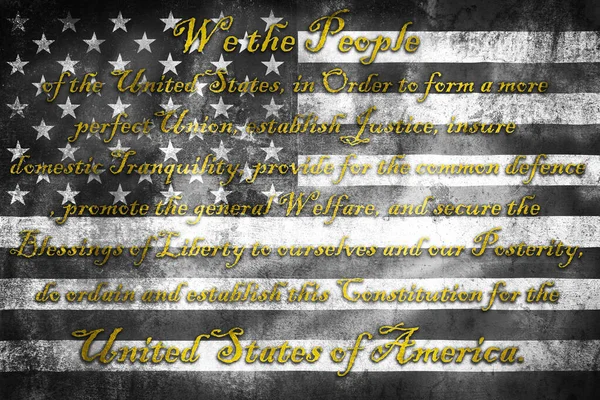 Usa Constitution Preamble People Grunge Black White Flag United Stares — стокове фото