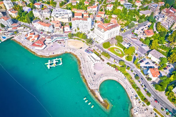 Opatija Beach Town Opatija Slatina Beach Waterfront Aerial View Kvarner — Stockfoto