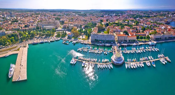 Historic Town Pula Waterfront Aerial Panoramic View Istria Peninsula Croatia — 图库照片